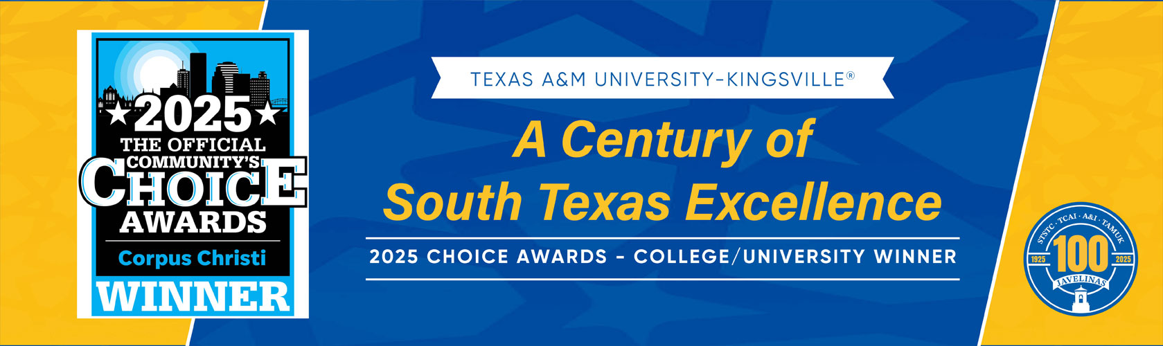 Texas A&M-Kingsville voted Best College/University in 2025 Community's Choice Awards