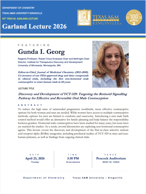 Flyer for Garland lecture 2026 on April 23, 2026, 3:30-5 pm, BESB 100  