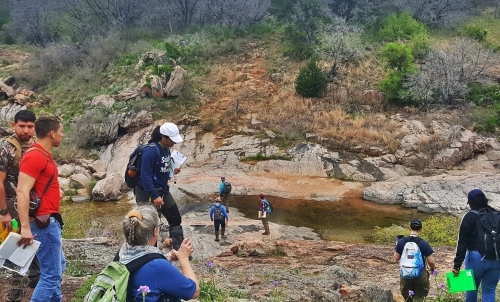 Students hiking