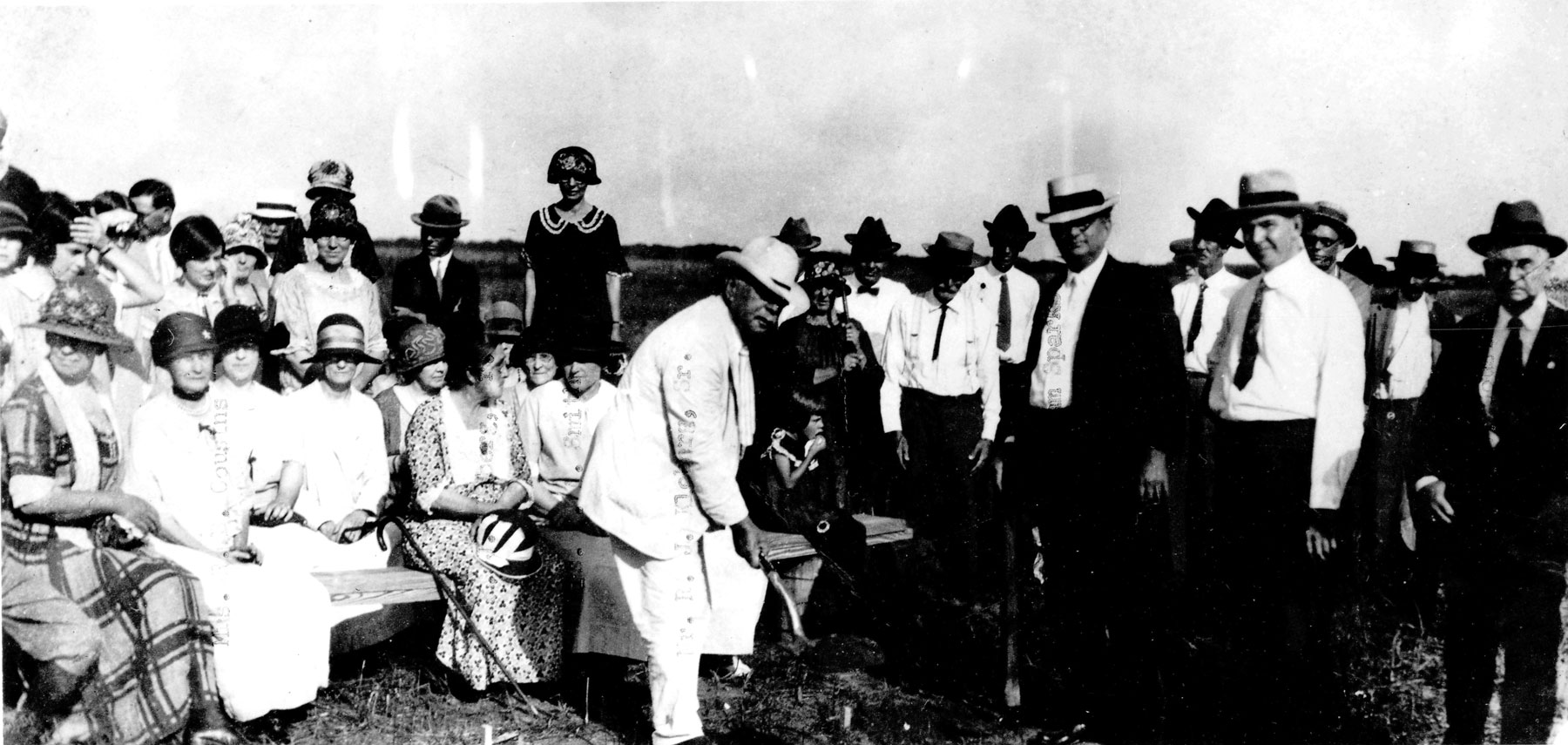 Robert J. Kleberg turning the first shovel at the groundbreaking ceremony