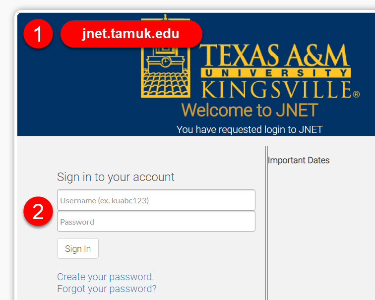 JNET Login Step 1