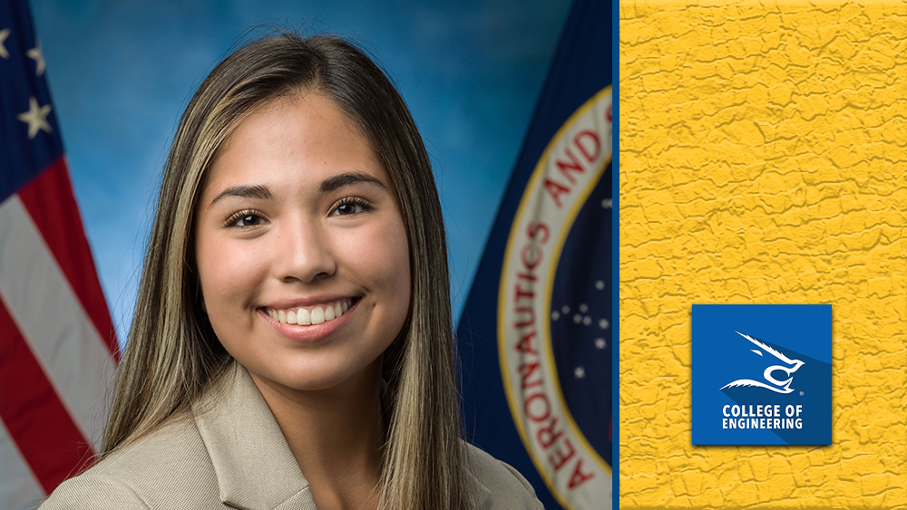 A headshot of Janay S. Garza with a College of Engineering logo.