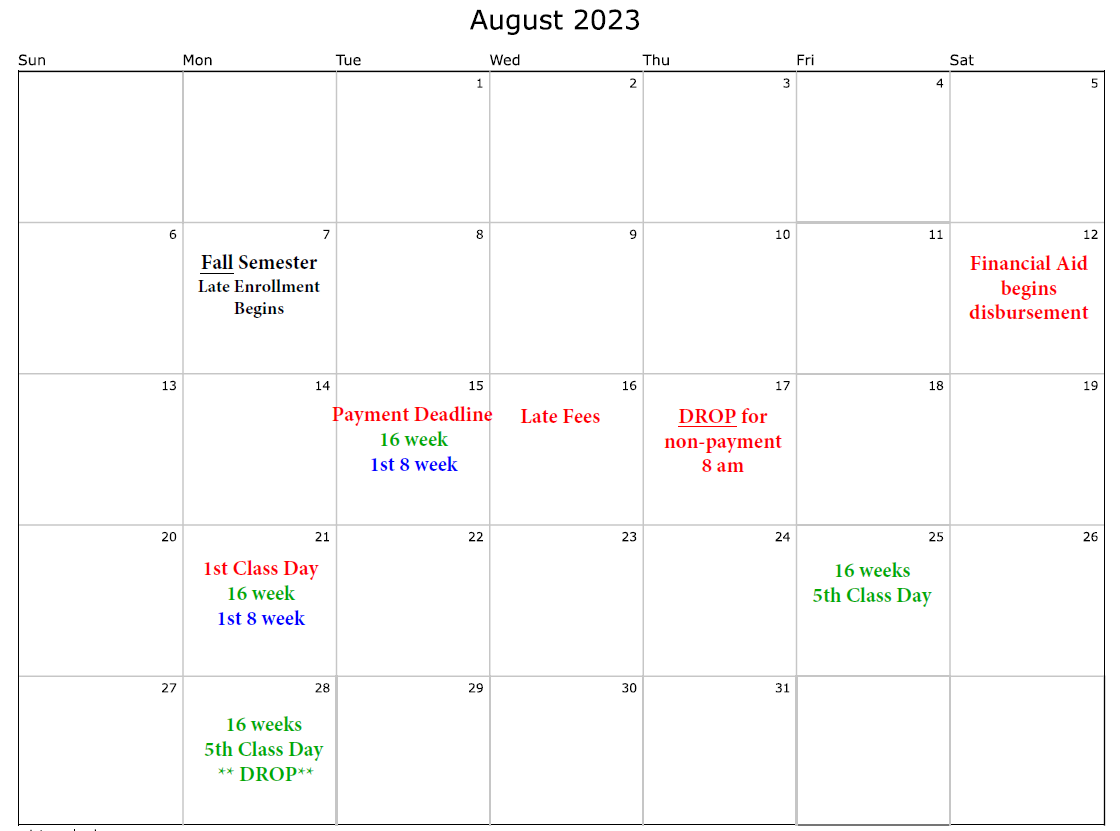 2023 Deadlines Calendar