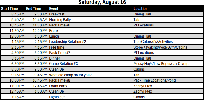 Day 3 Schedule