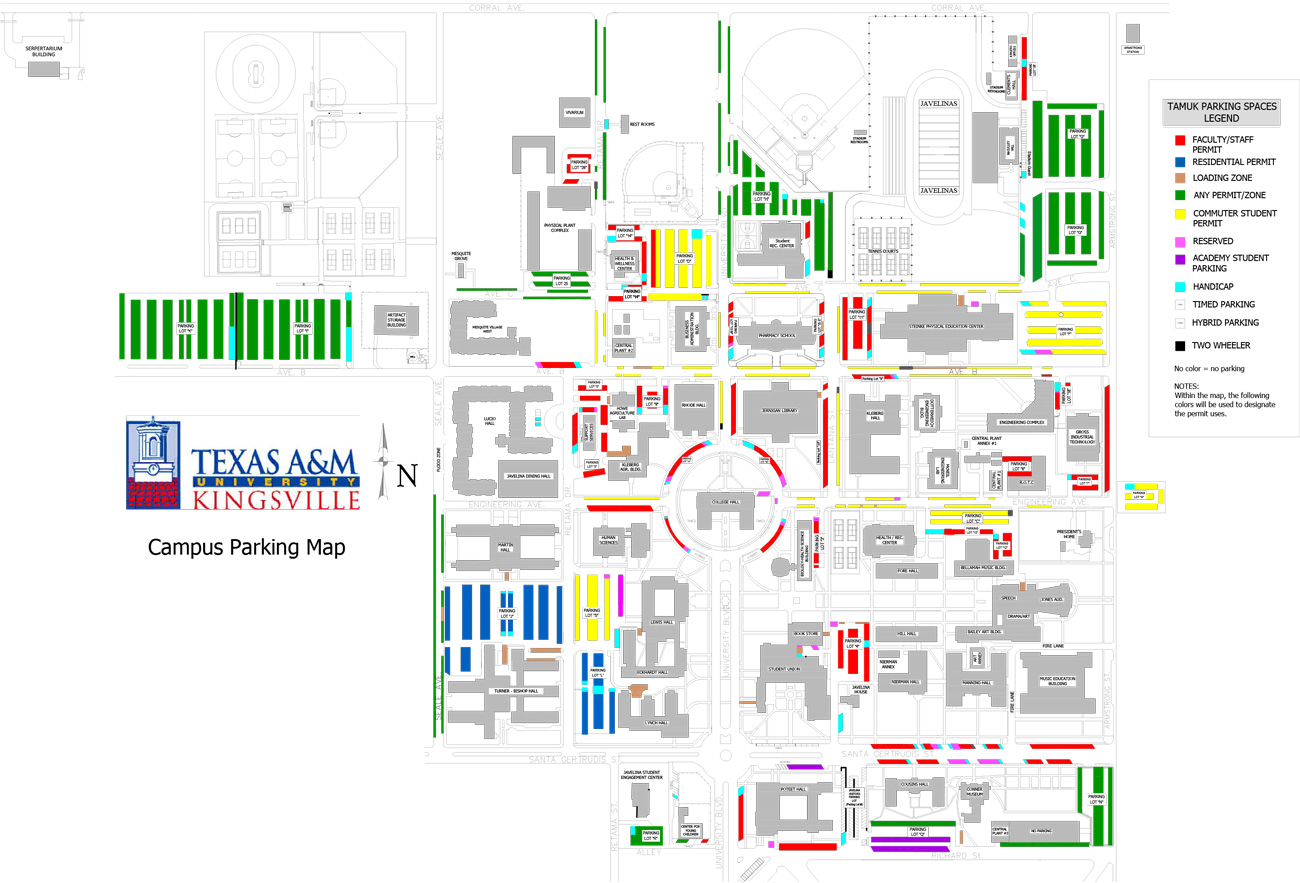 Parking Map Texas A M University Kingsville