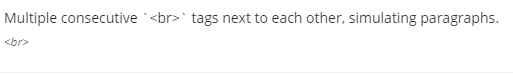 Multiple br tags next to each other error