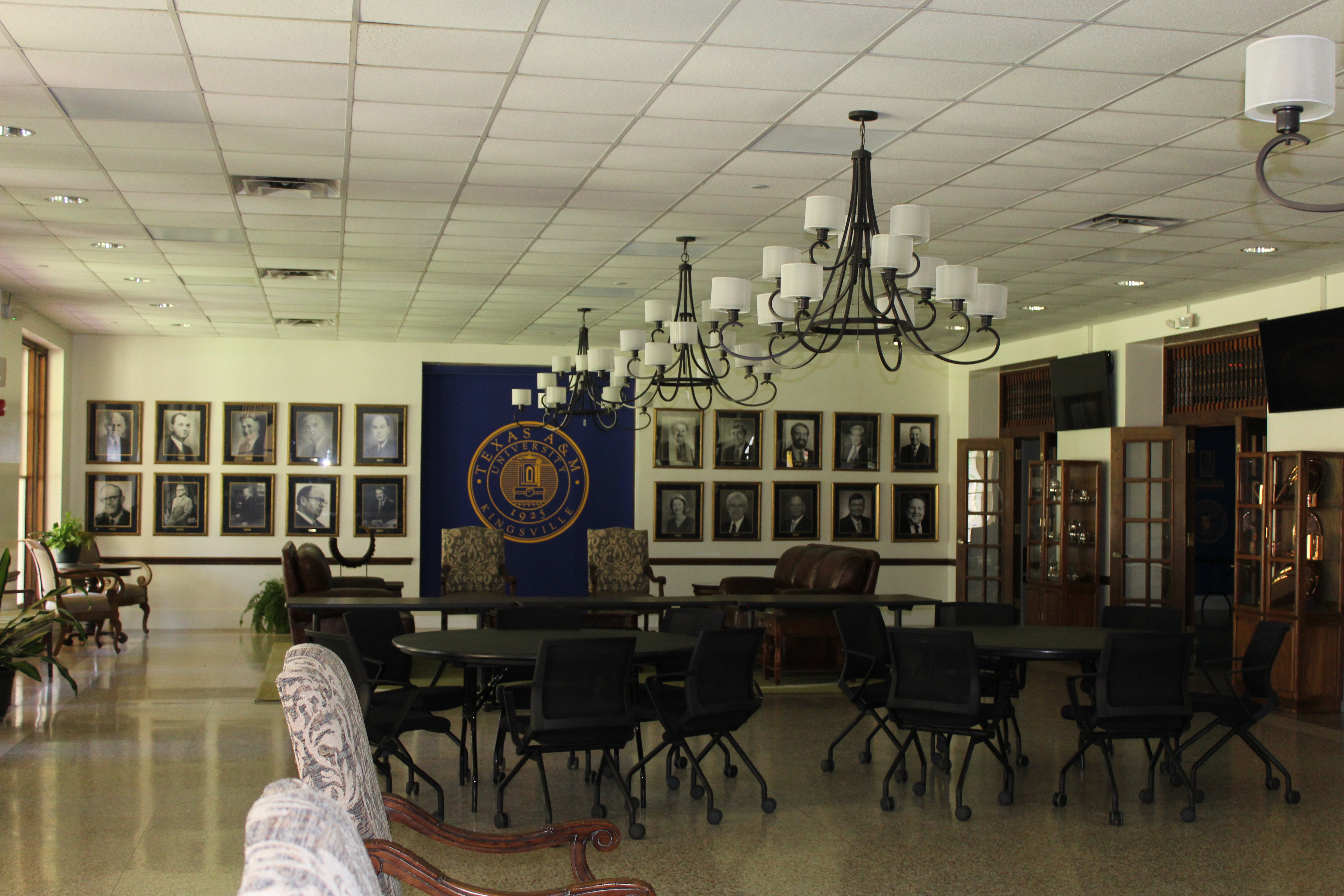 The Founders Room, including rounds in this external room that is filled with sofas and picture gallery of previous university.