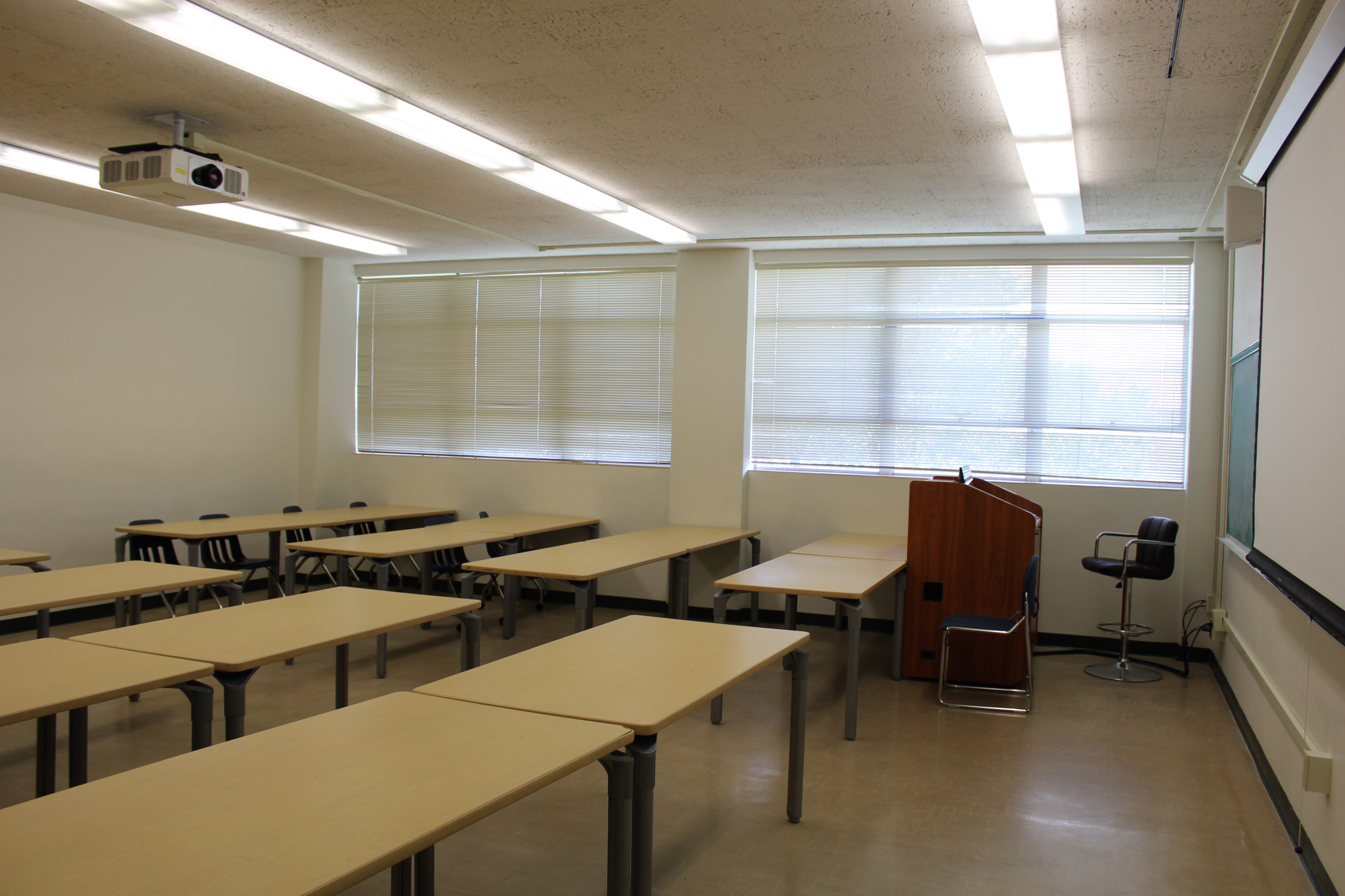 A classroom in Sam Fore Hall.