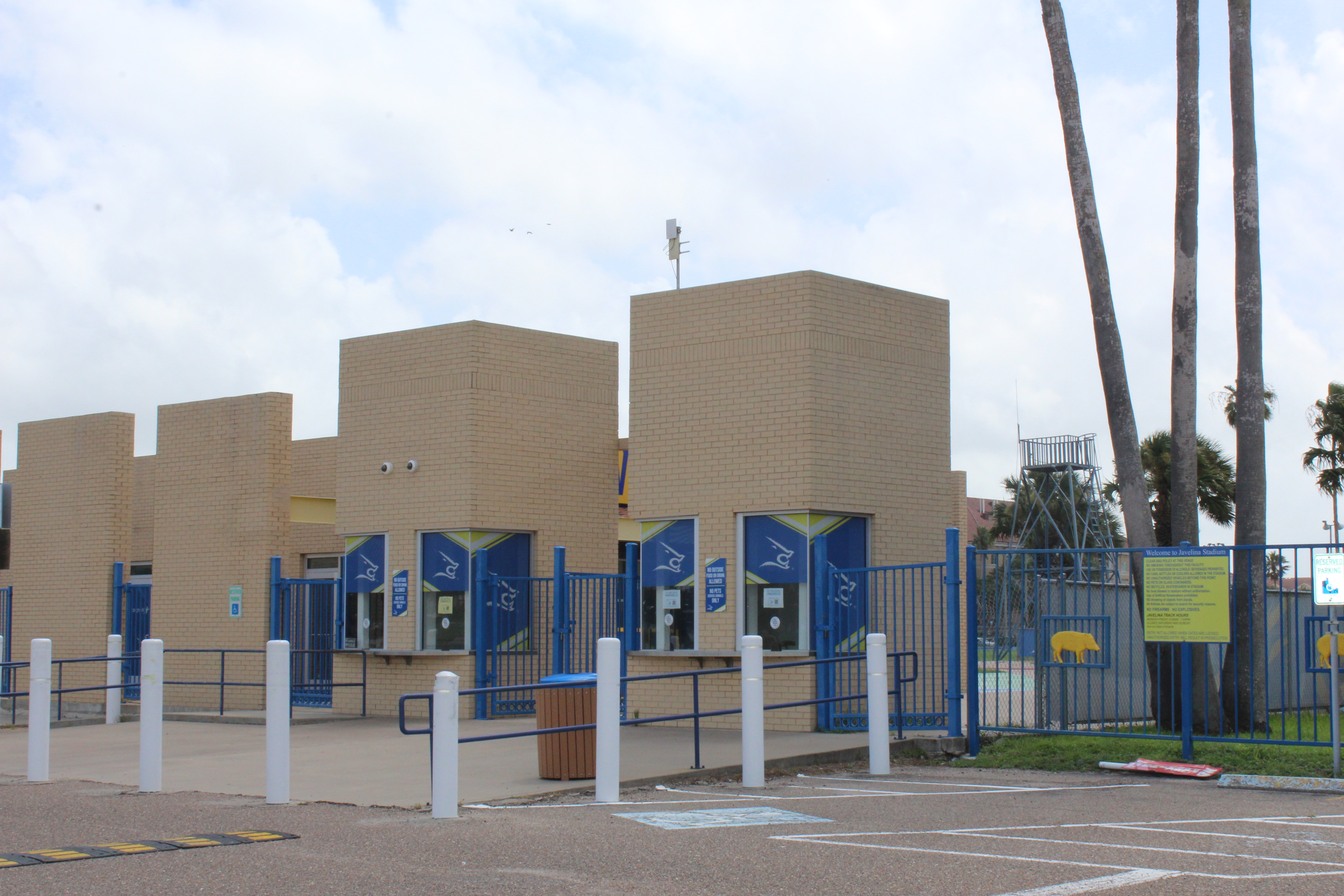 The ticket booths and entrance of Javelina Stadium.