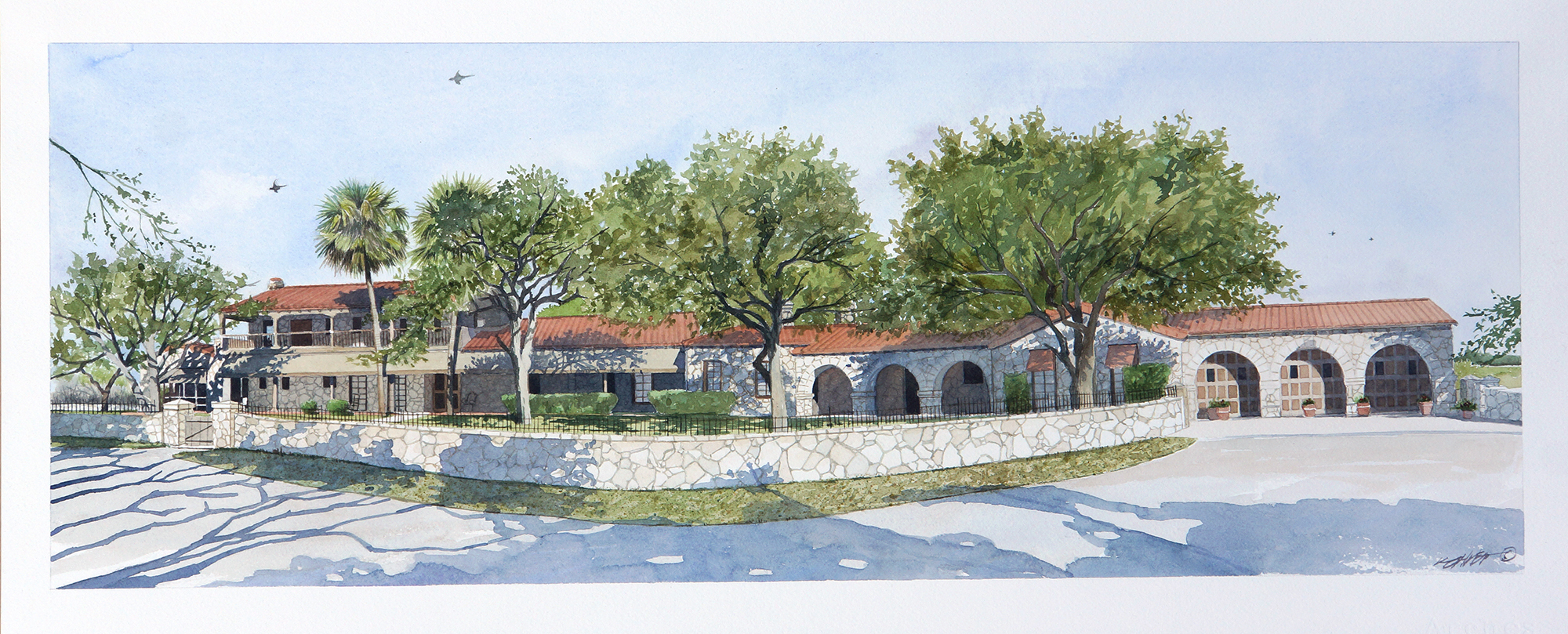 Artist rendering of the Spanish-style main house of the H.R. Smith Ranch.