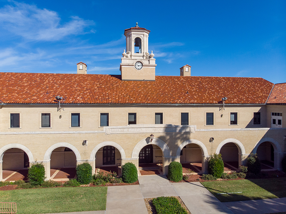A slightly wide image of the front of Texas A&M University-Kingsville's College Hall.