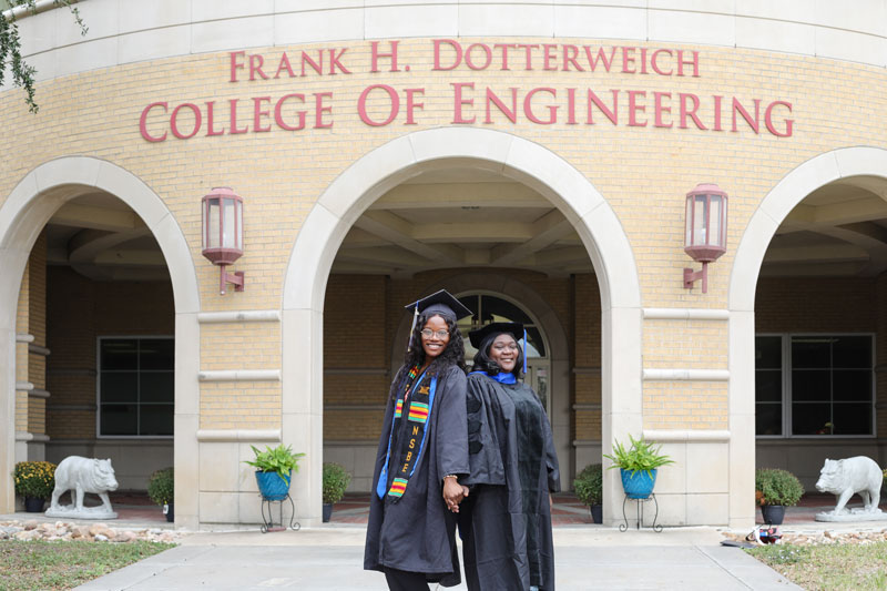 Esther and Regina Olagunju at engineering complex