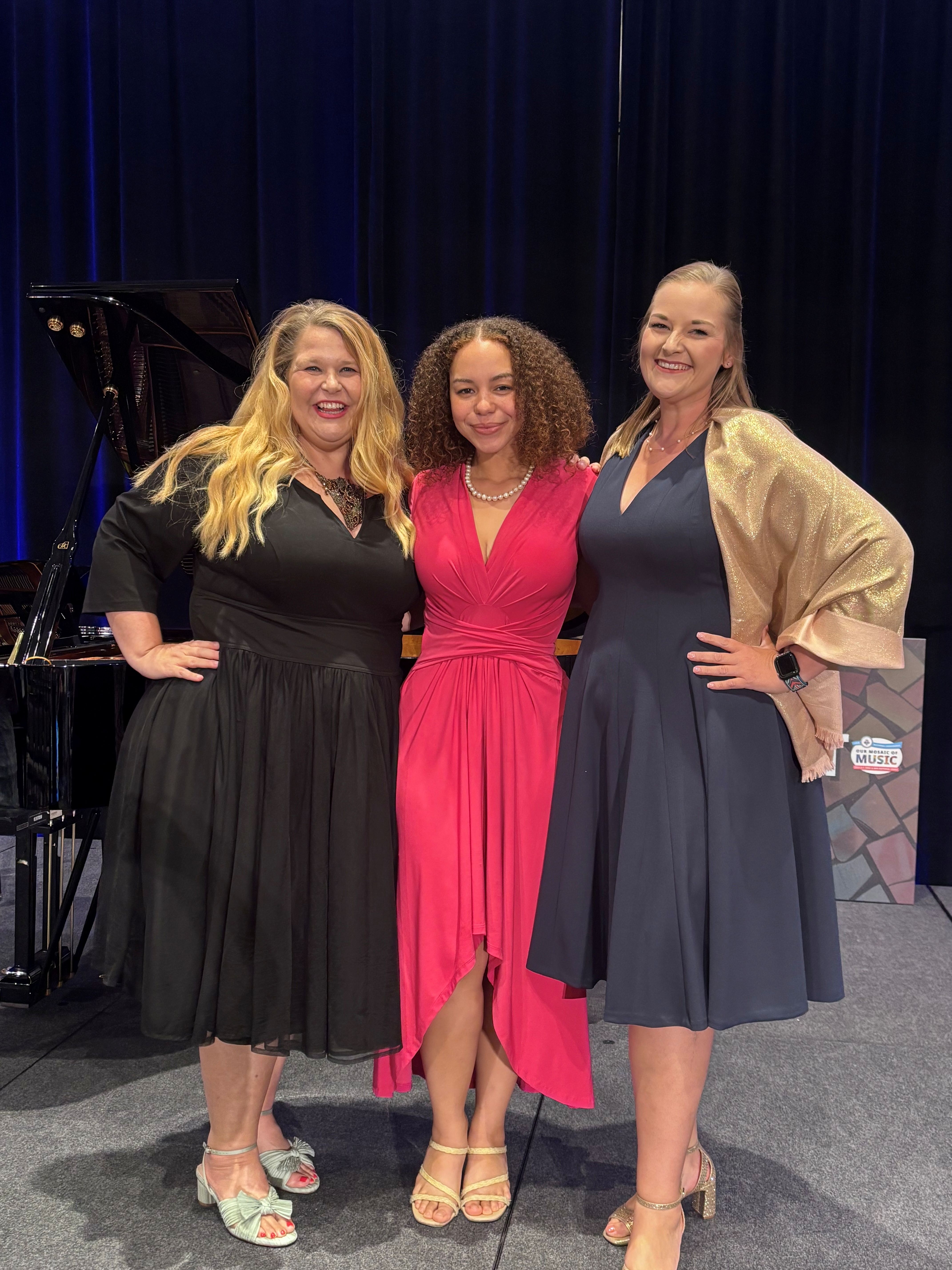 From left, are Dr. Melinda Brou, professor of voice and opera workshop; Deja Godwin, recent graduate; and Katherine Ragan, adjunct professor of voice and alumna