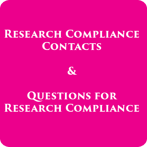 Research Compliance Contacts and Question Submissions for Research Compliance image link below
