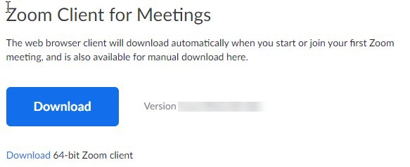 Zoom Client download button